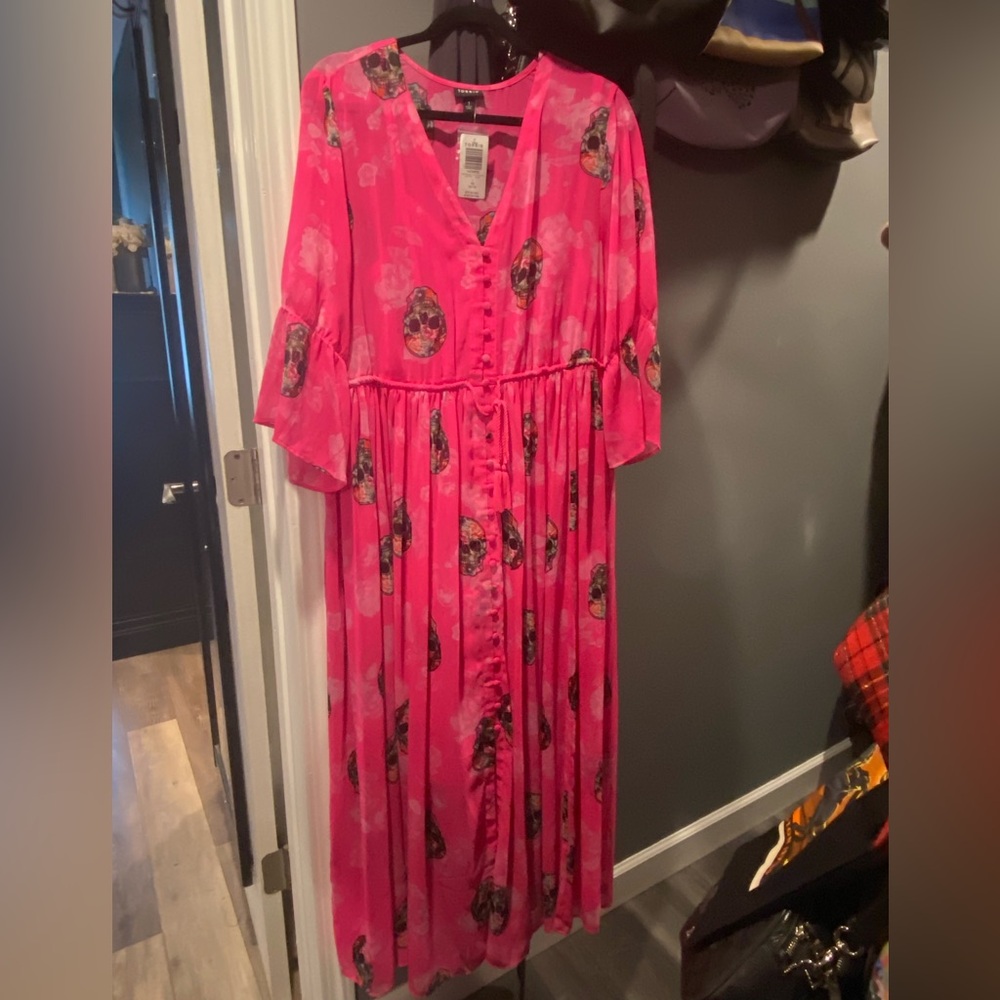 Pink Torrid Skull Maxi Chiffon Dress NWT - Picture 6 of 11